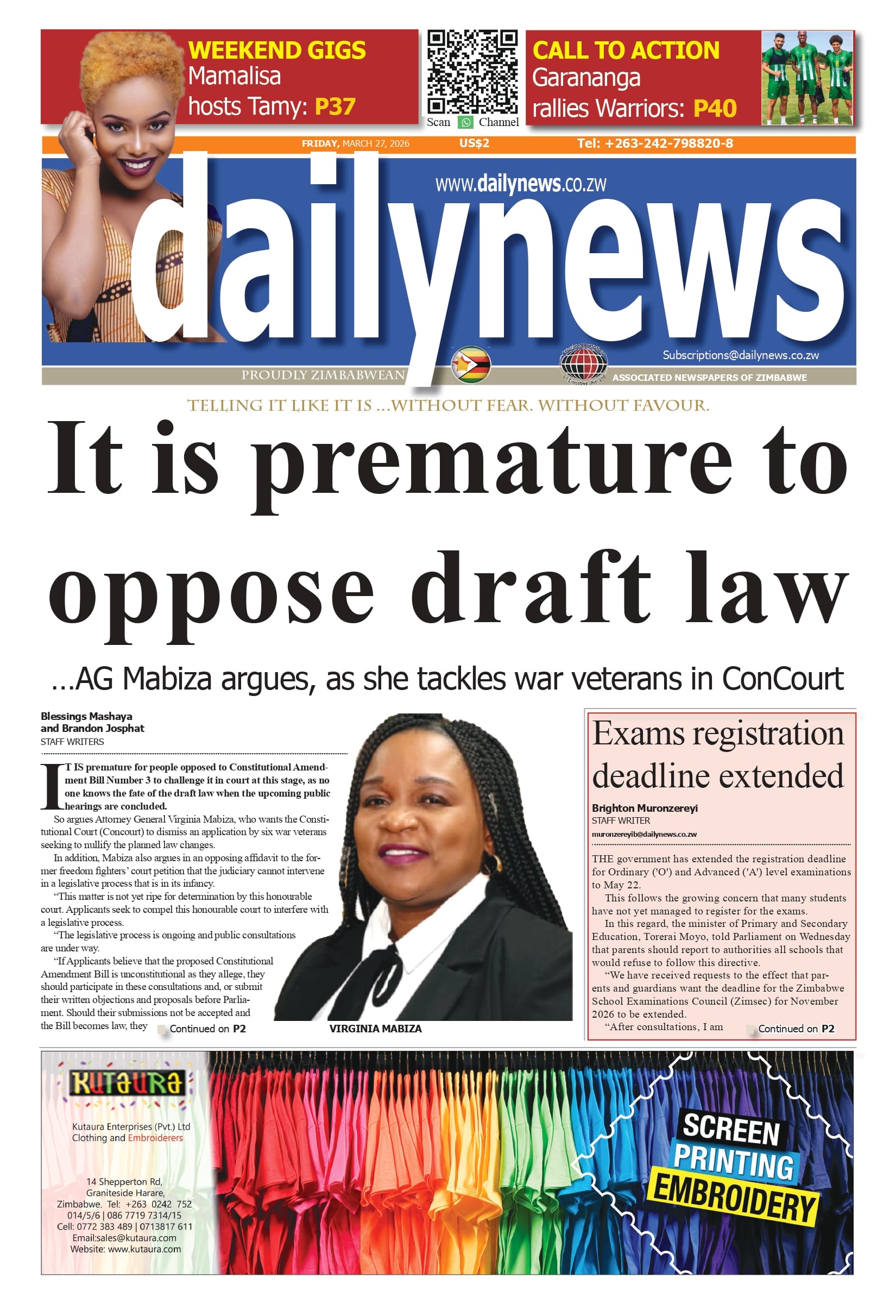 Friday 27 March 2026